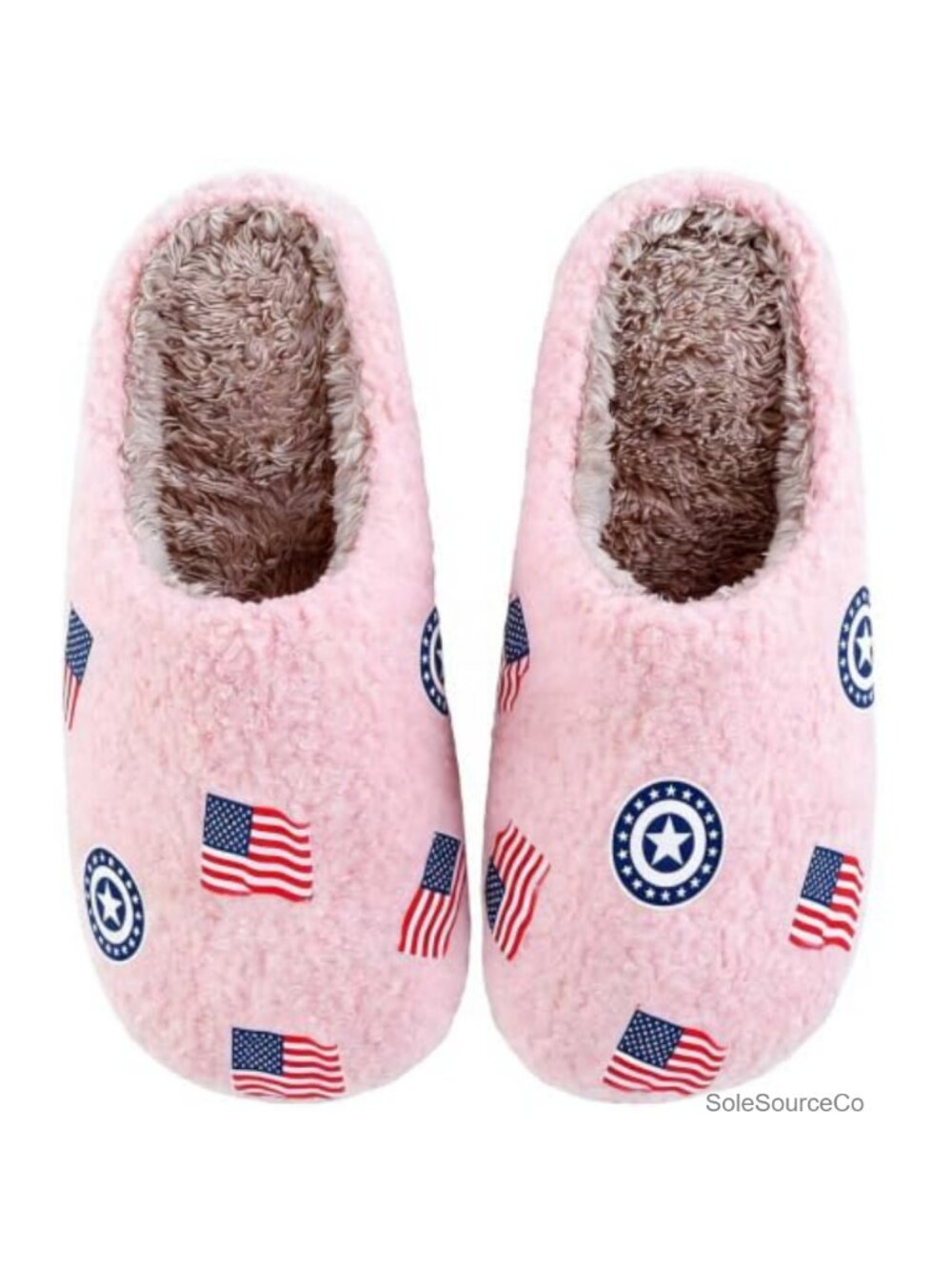 Patriotic Plush Memory Foam House Slippers Non-Slip Indoor Winter Gift